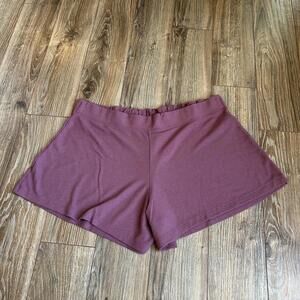ATHLETA WOMEN'S MAUVE ELASTIC WAIST SOFT WELL RESTED RIB PAJAMA SHORT SIZE L